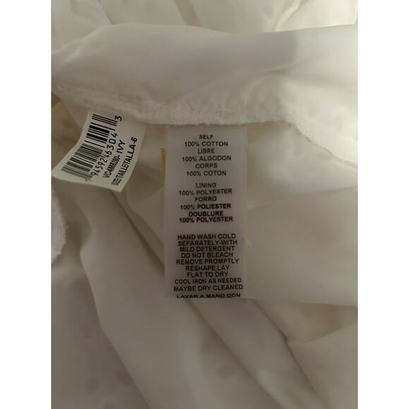 Vince Camuto Feminine White Ruffle Detail Cotton Eyelet Dress Cottage NWT Size 6 - Picture 8 of 12